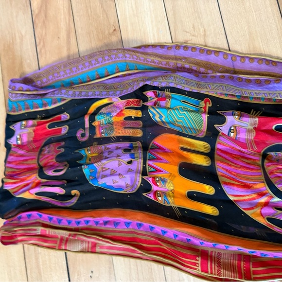 Laurel Burch colorful cat print‎ scarf - Picture 4 of 5